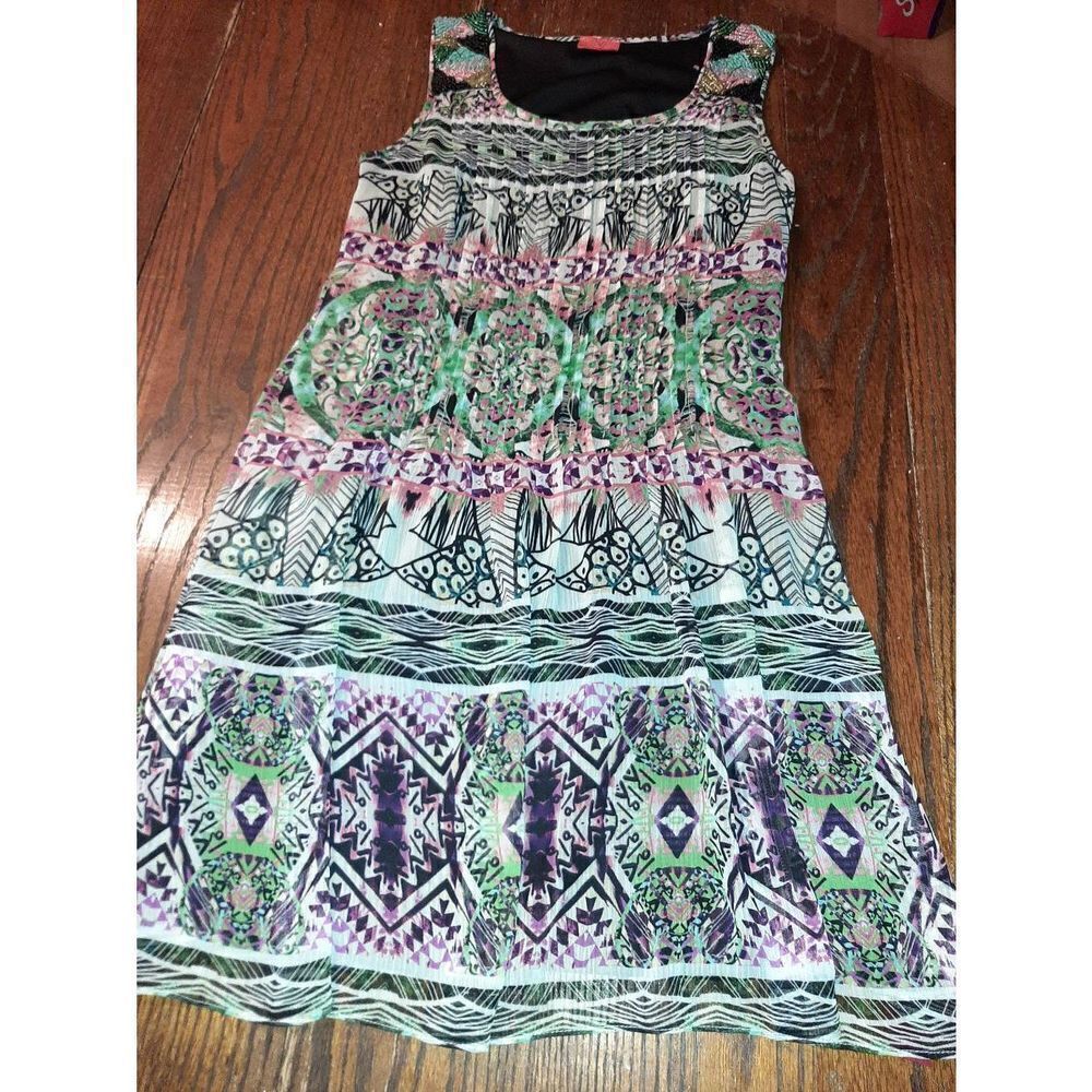 Medium V Cristina Sleeveless Beaded Strap Midi Summer Dress Sundress